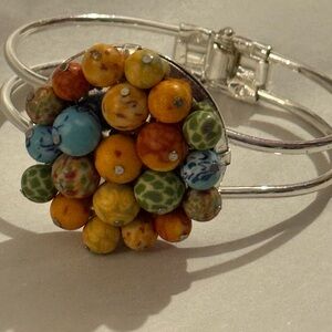 Colorful Beaded Silver Toned Bracelet